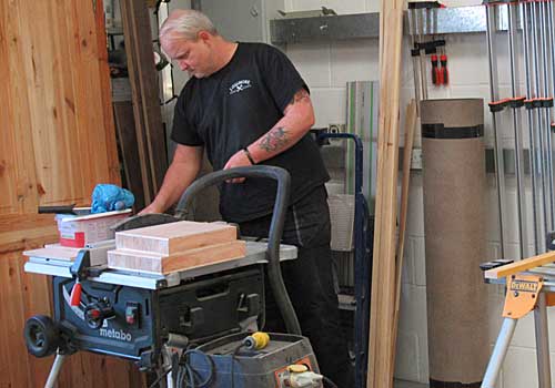 carpenter Jon Gillmore, in his workshop at Portsmouth